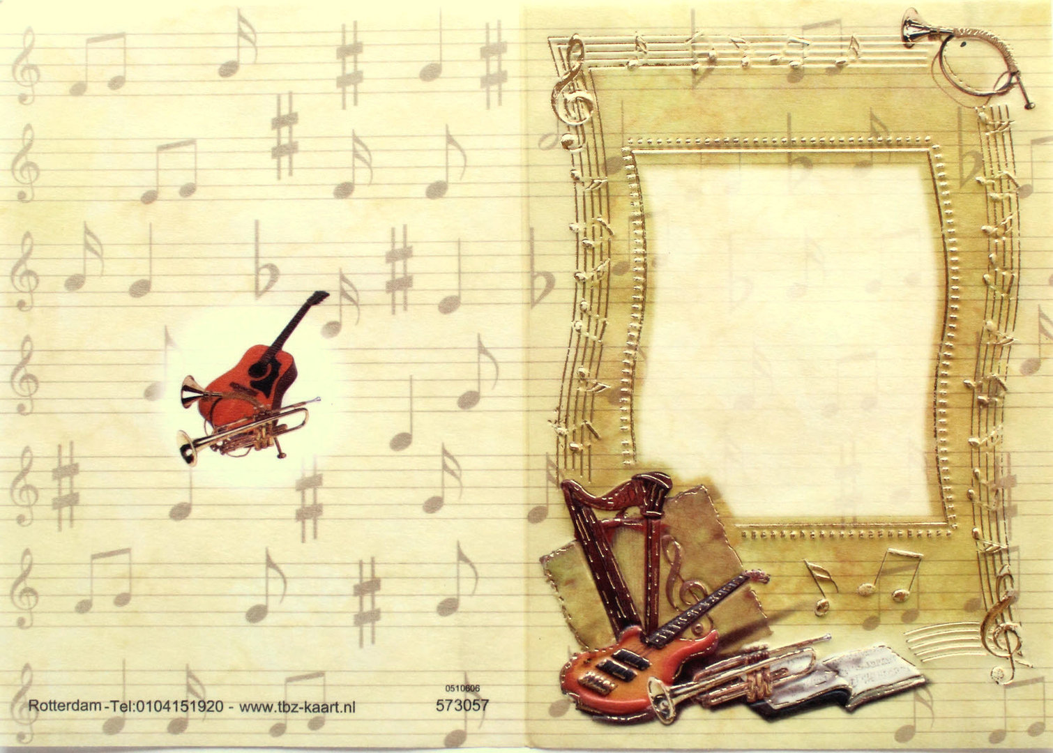 TBZ Pergament Transparent Karte genutet Nr.3057 geprägt Musik