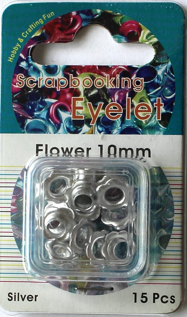 15 Eyelets Nr.4352 Blumen 10mm Silber