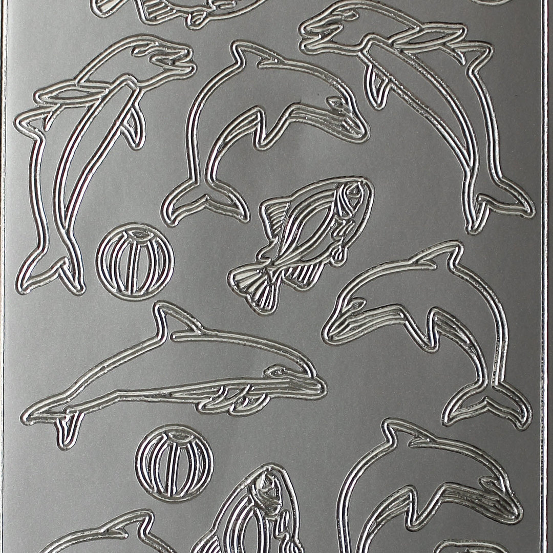 Sticker Nr.1750 Silber Maritim Delfine