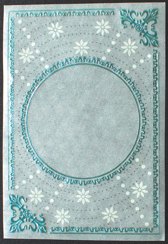 TBZ Kartenaufleger Nr.6016 Pergament Transparent Blau metallic Folien Verzierung