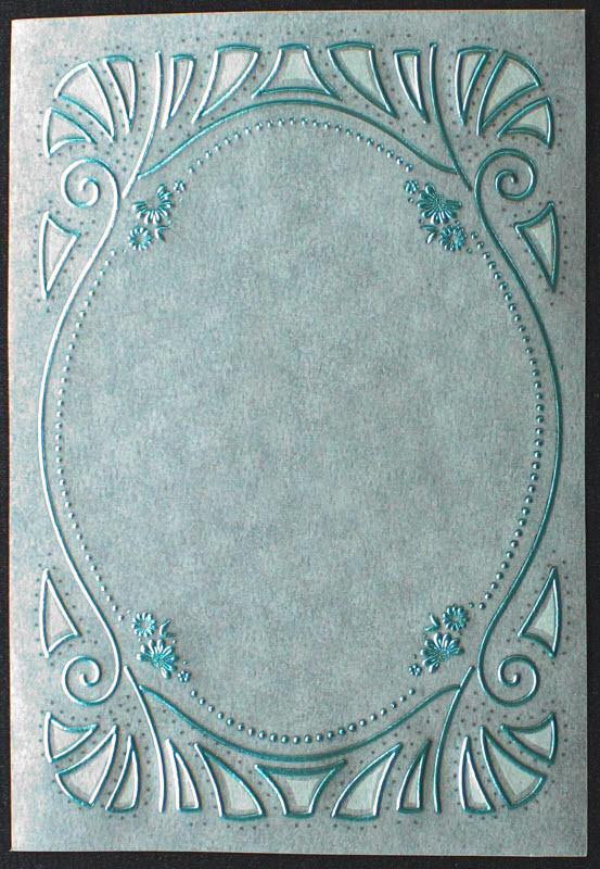 TBZ Kartenaufleger Nr.6023 Pergament Transparent Blau metallic Folien Verzierung