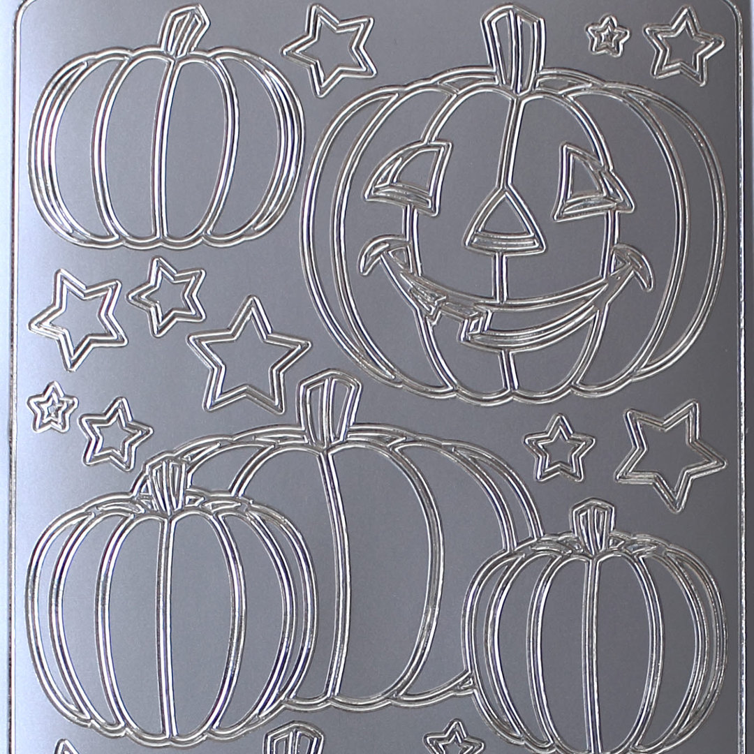 Sticker Nr.1729 Silber Halloween Motiv Kürbis