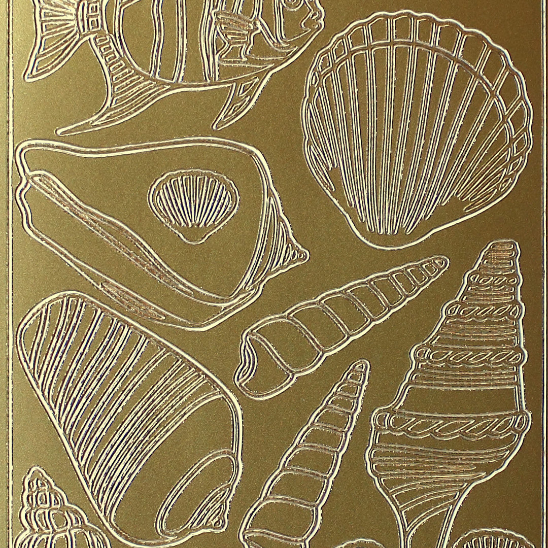 Sticker Nr.1730 Gold Muscheln - Fische