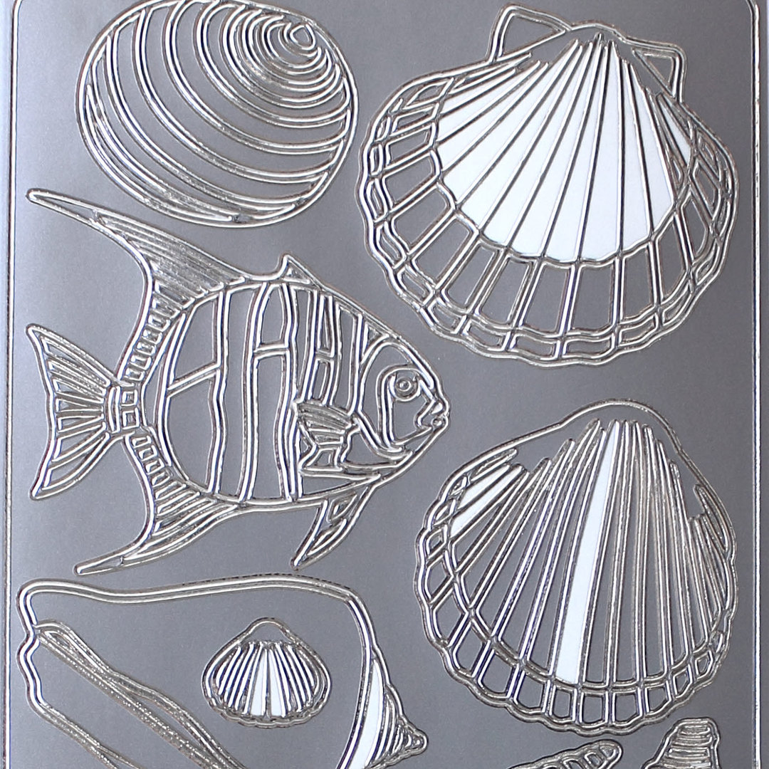 Sticker Nr.1730 Silber Muscheln - Fische