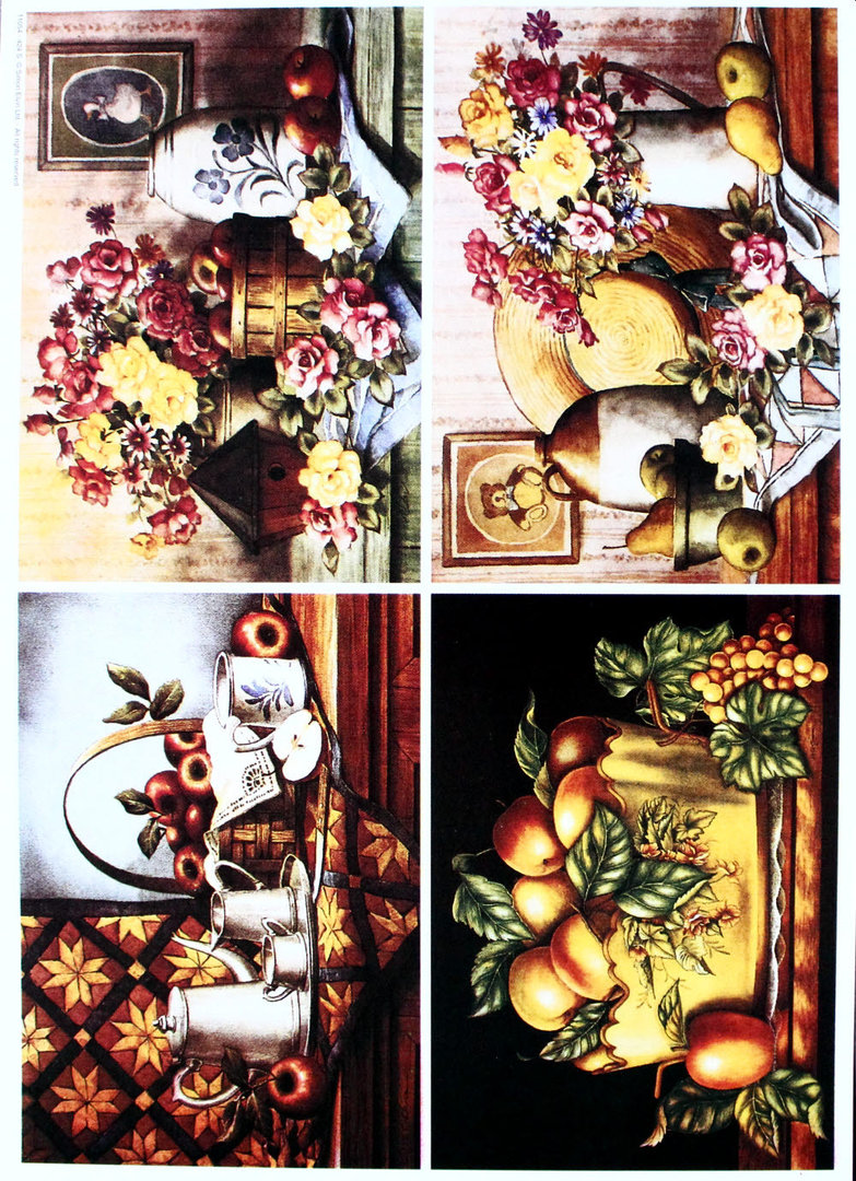 Motivbogen Nr.424S Stillleben Obst - Blumen - Teestunde