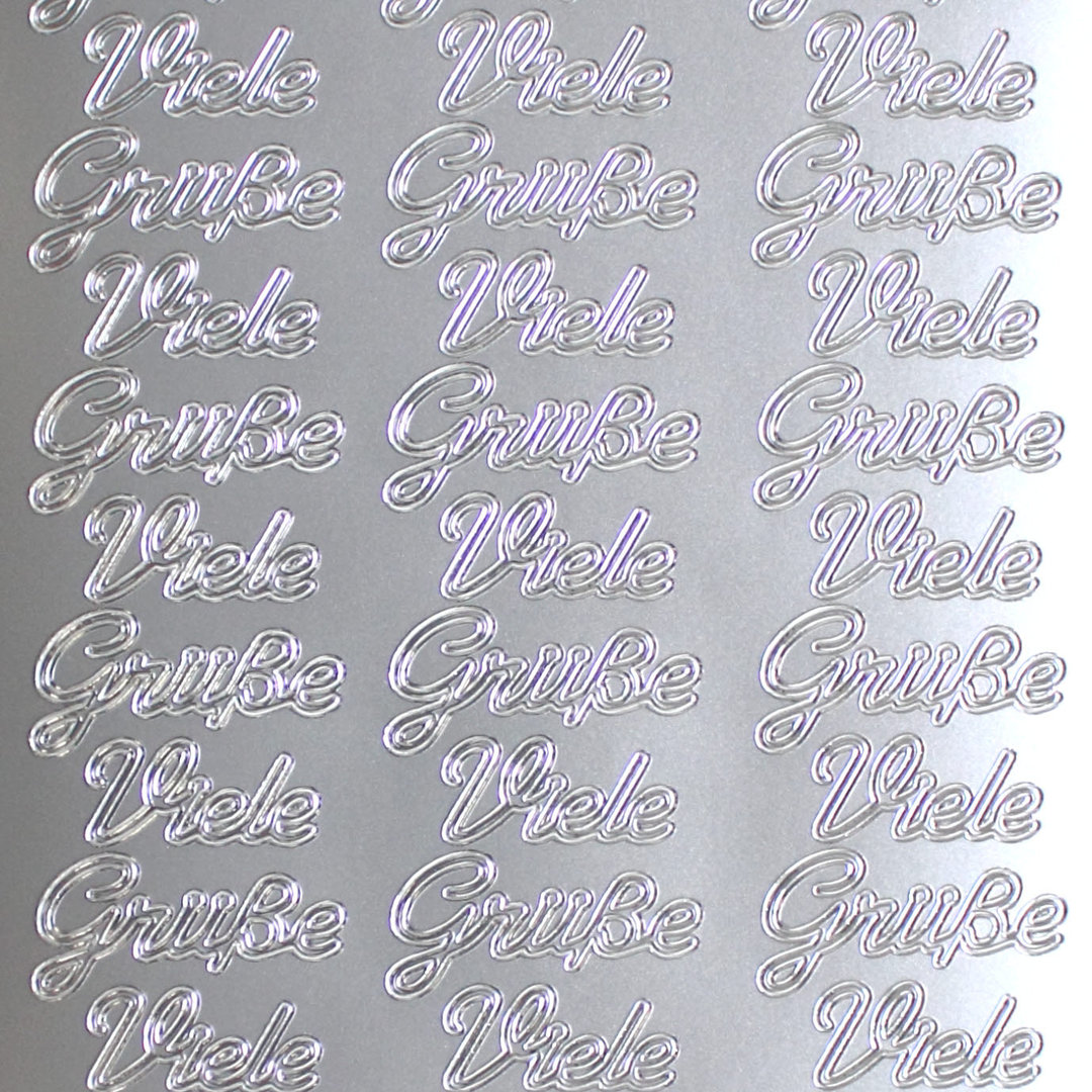 Sticker Nr.0415 Silber Schreibschrift Viele Grüße