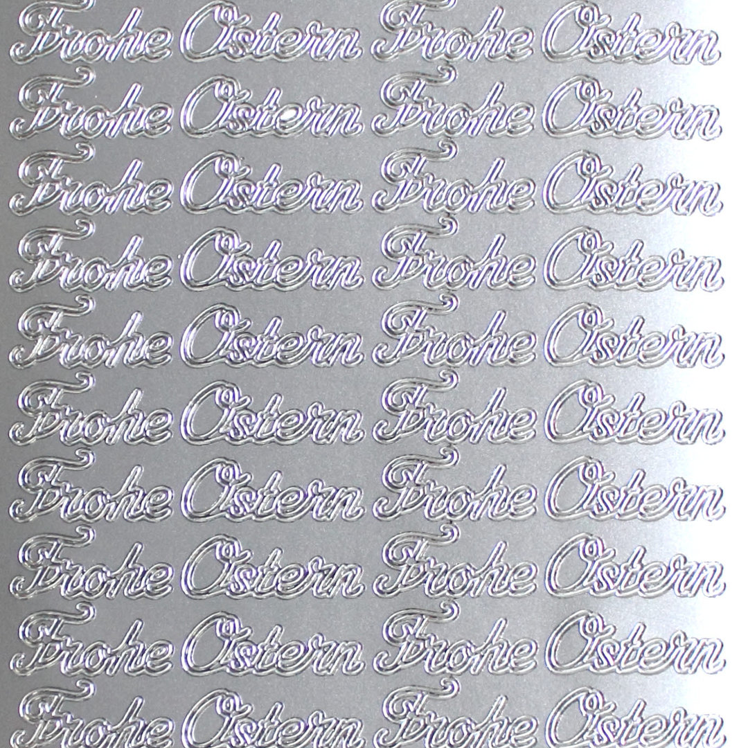 Sticker Nr.0480 Silber Schreibschrift Frohe Ostern