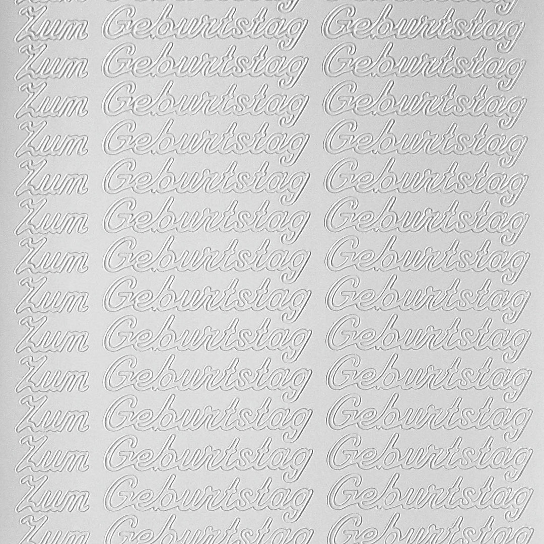 Sticker Nr.0489 Weiss Schreibschrift Zum Geburtstag