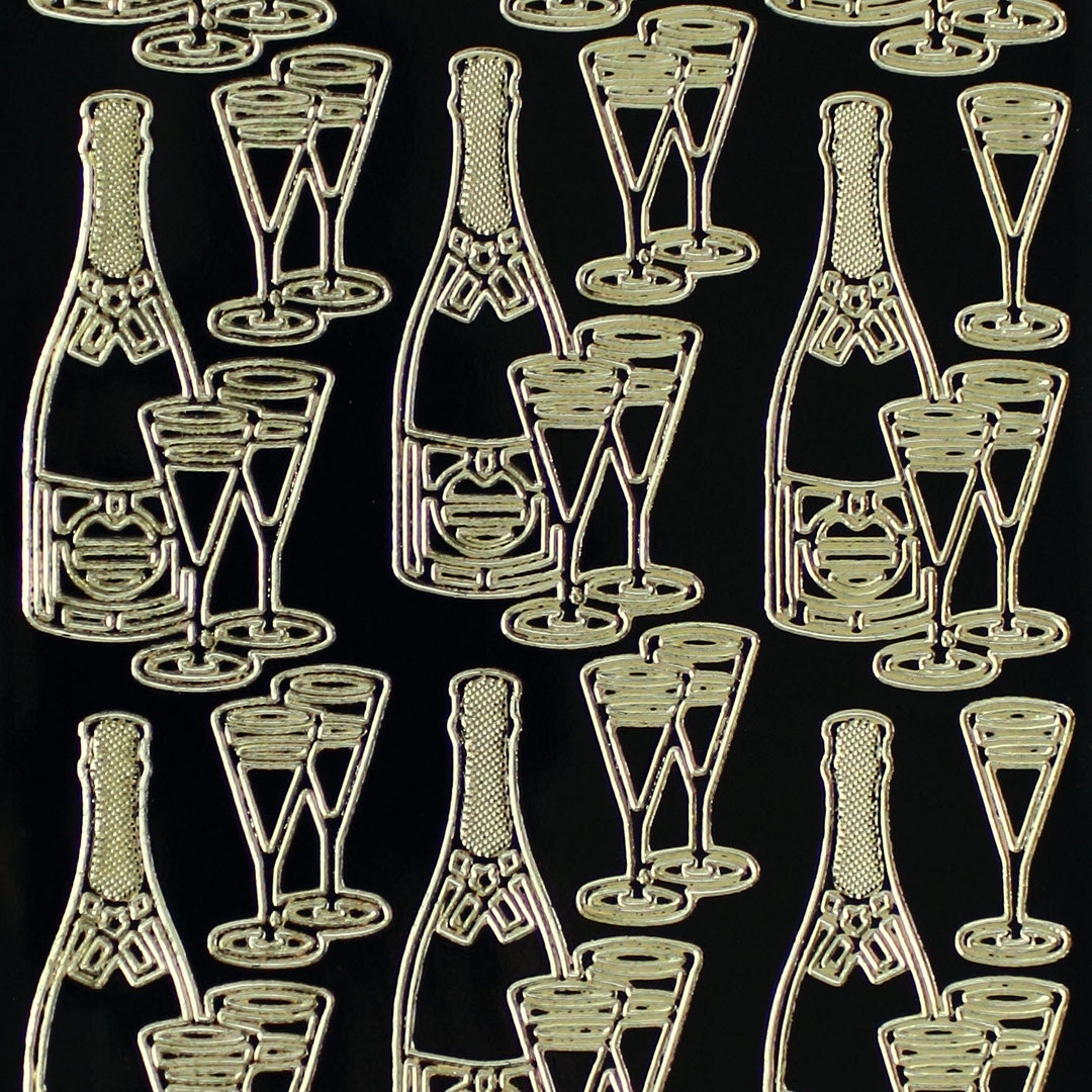 Sticker Nr.1068 Schwarz / Gold Champagner - Gläser " Wir stoßen an "