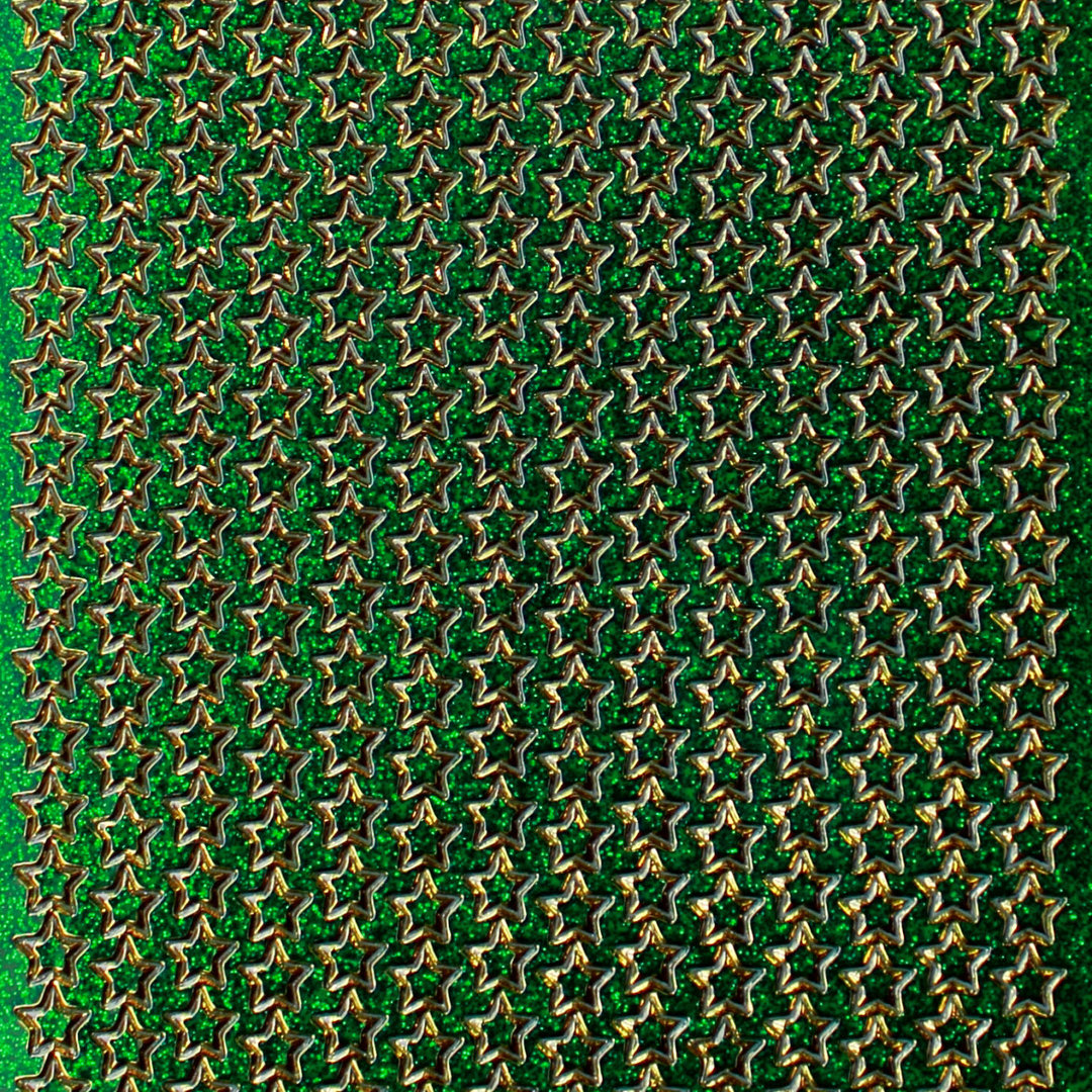 Glitzer Glimmer Sticker Nr.7056 Grün / Gold viele kleine Sterne