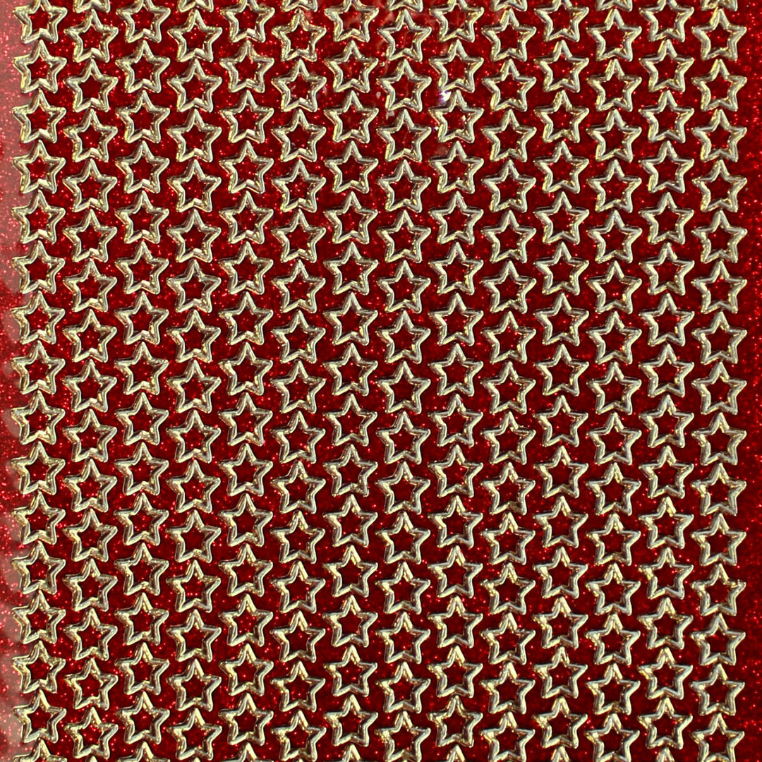 Glitzer Glimmer Sticker Nr.7056 Rot / Gold viele kleine Sterne