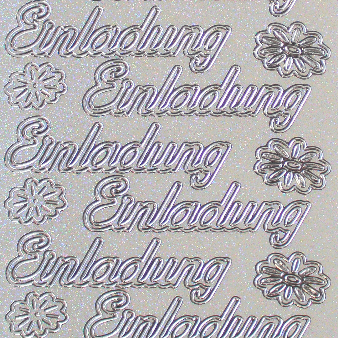 Glitzer Glimmer Sticker Nr.0495 Silber transparent Einladung Schreibschrift groß