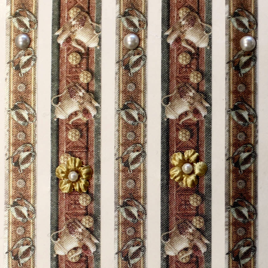 Sticker Nr.6101 Bordüre Motiv - Kaffee - Tee - Textilband mit Halbperlen
