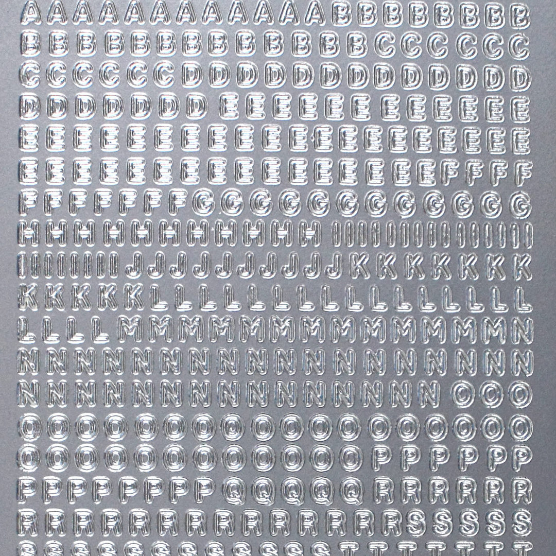Sticker Nr.1000 Silber Alphabet Buchstaben ABC - Zahlen - klein