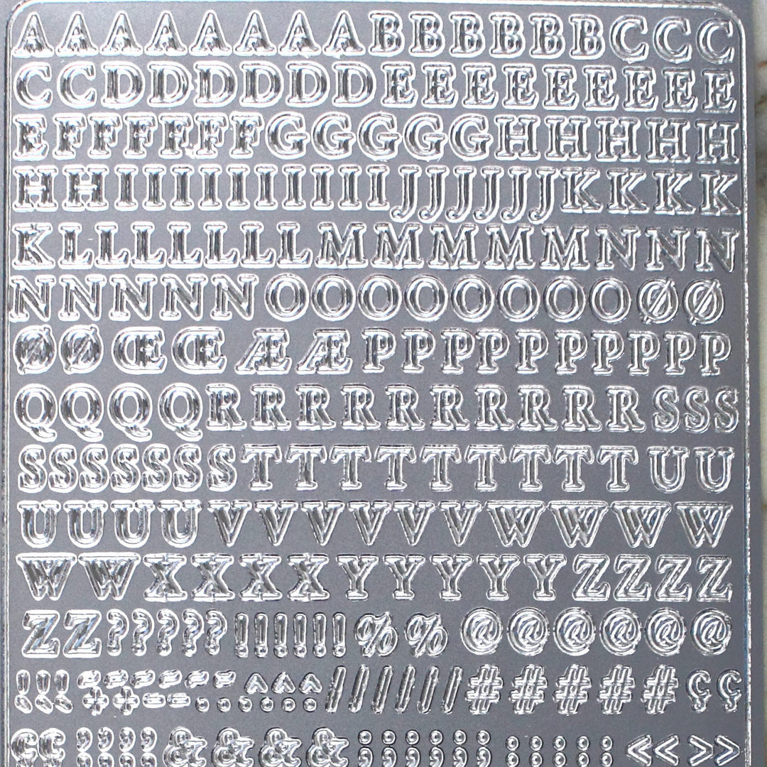Sticker Nr.1847 Silber Alphabet Buchstaben ABC - Zahlen - klein