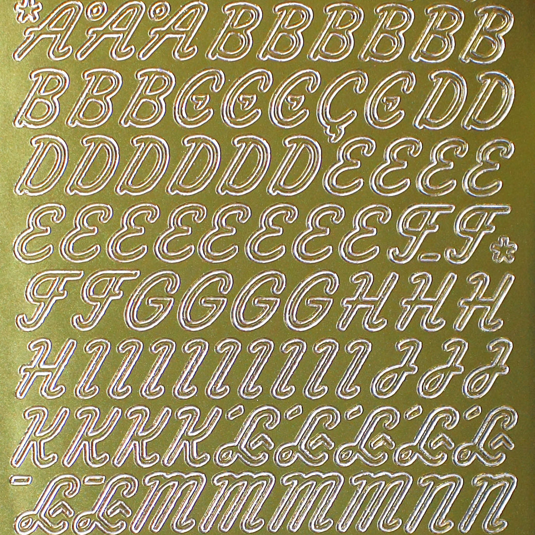 Sticker Nr.0826 Gold Alphabet ABC Großbuchstaben geschwungen