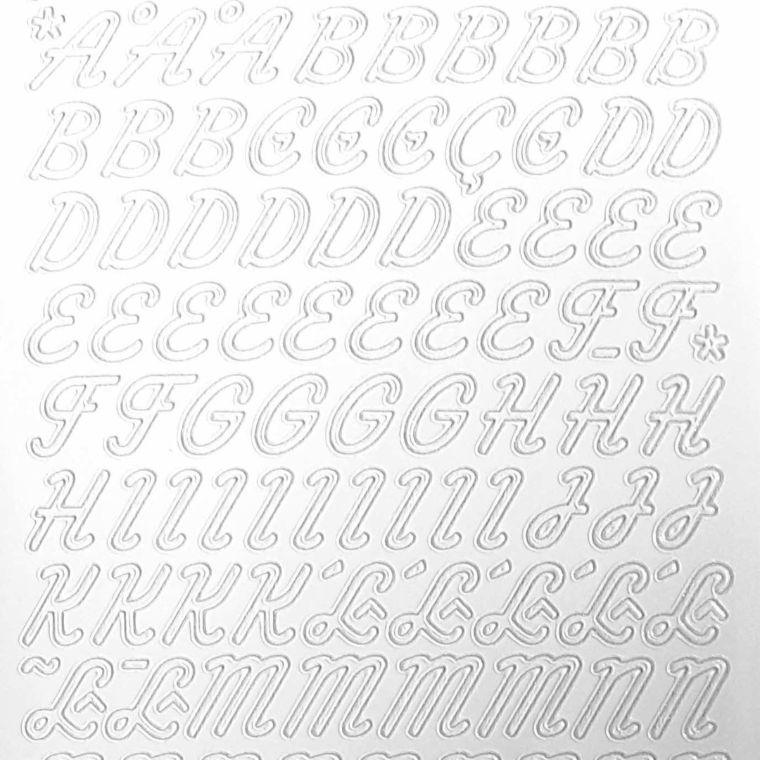 Sticker Nr.0826 Weiss Alphabet ABC Großbuchstaben geschwungen