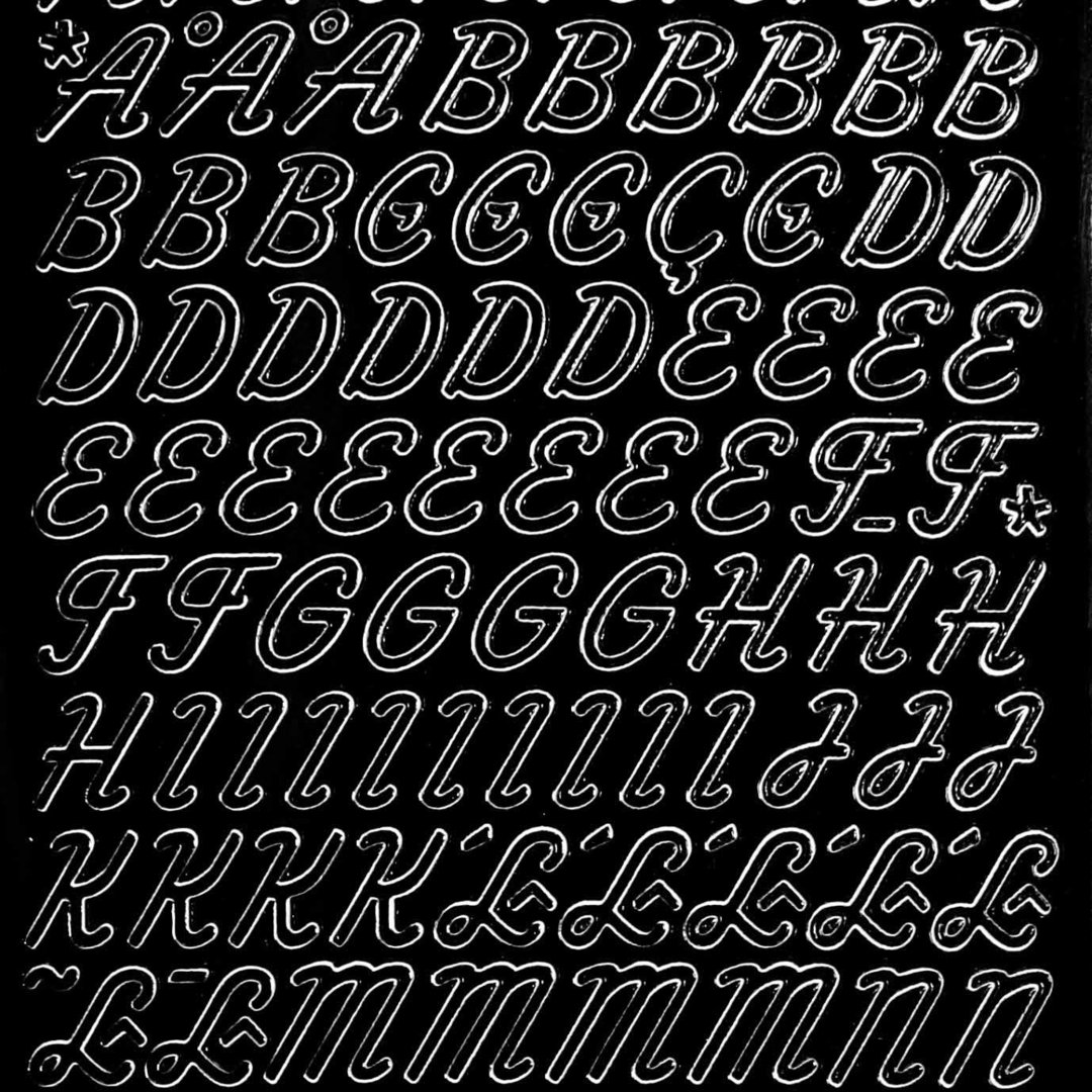 Sticker Nr.0826 Schwarz Alphabet ABC Großbuchstaben geschwungen