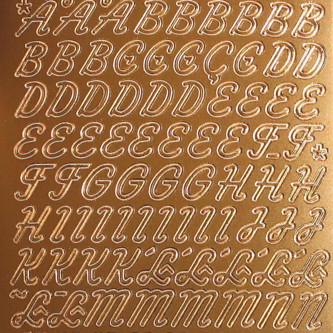 Sticker Nr.0826 Kupfer Alphabet ABC Großbuchstaben geschwungen