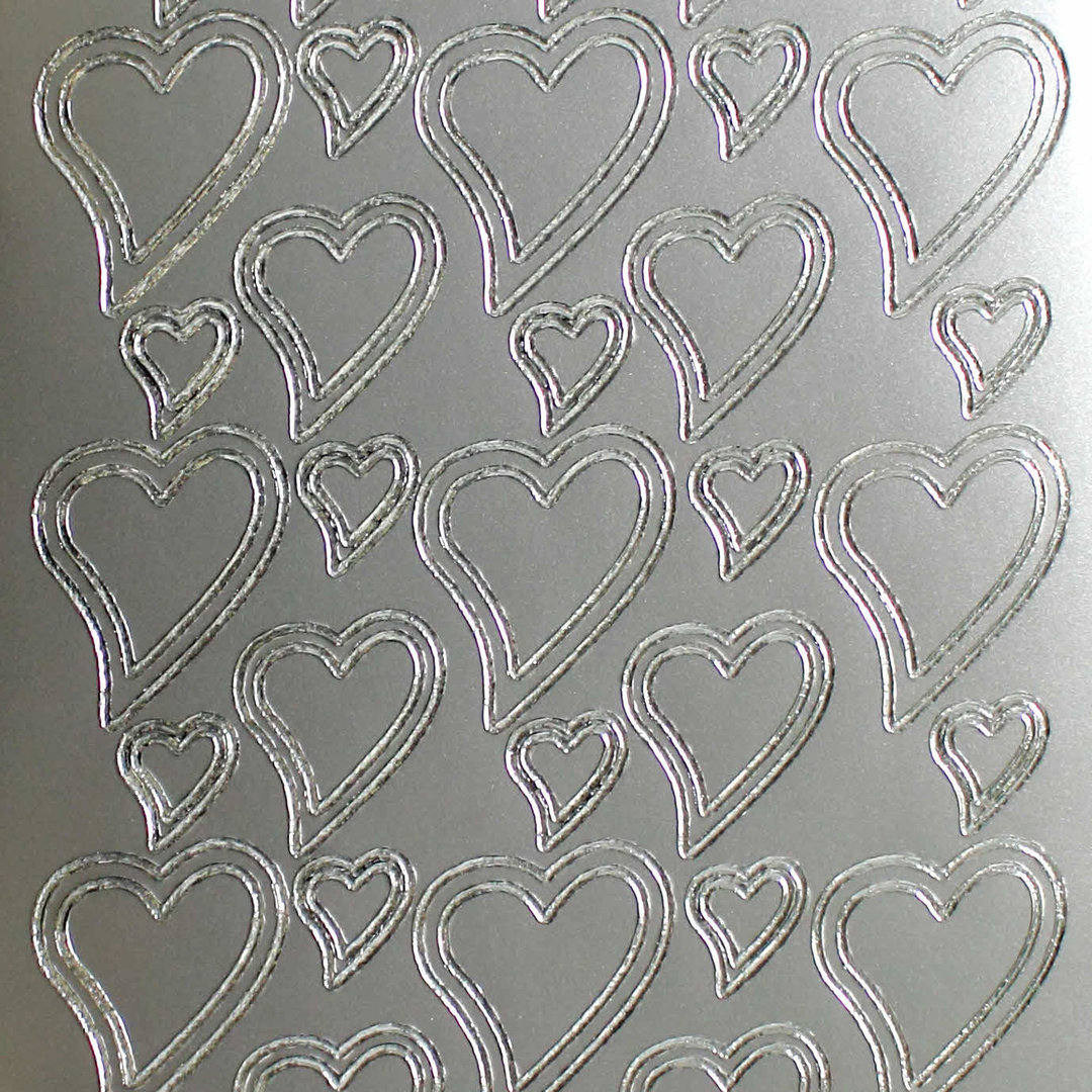 Sticker Nr.0120 Silber Herz - Herzen klein groß