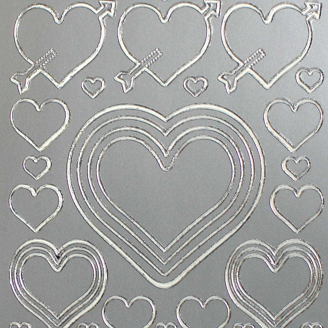 Sticker Nr.0801 Silber Herzen gross + klein