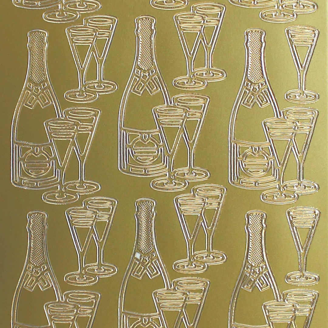 Sticker Nr.1068 Gold Champagner - Gläser " Wir stoßen an "