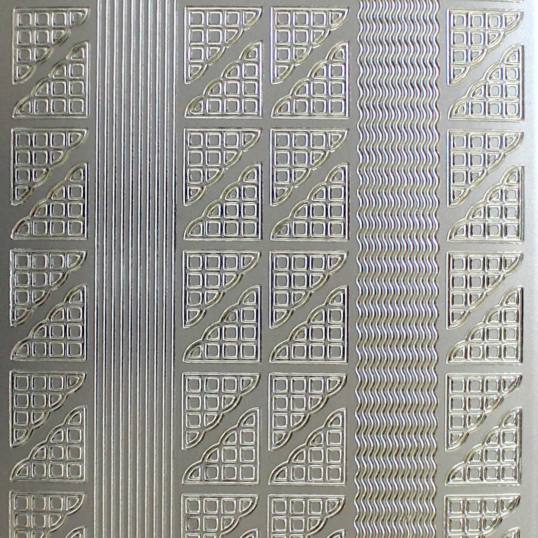 Sticker Nr.1073 Silber Linien - Wellenlinien kleine Ecken