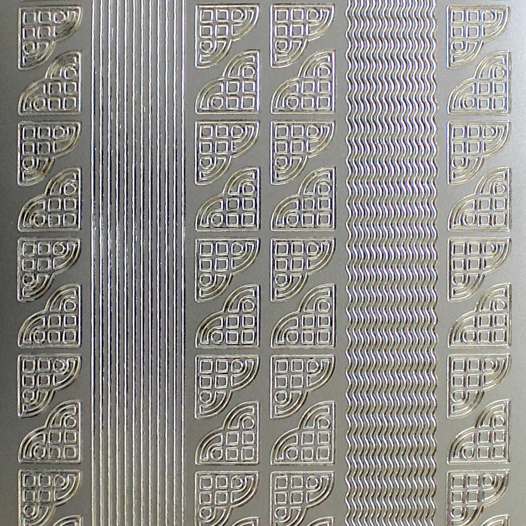 Sticker Nr.1075 Silber Linien - Wellenlinien kleine Ecken