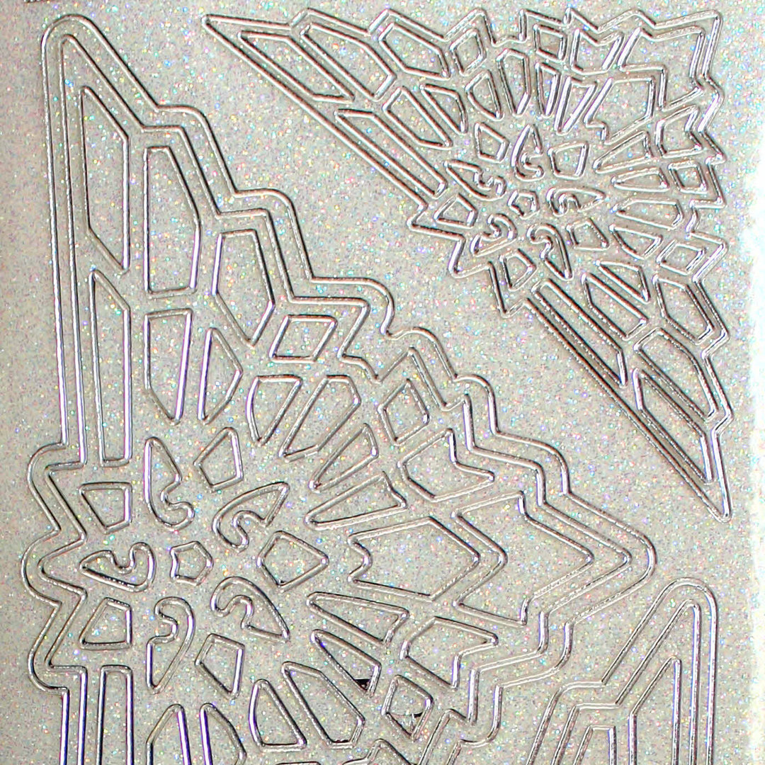 Glitzer Glimmer Sticker Nr.2209 Silber transparent große Eckelemente