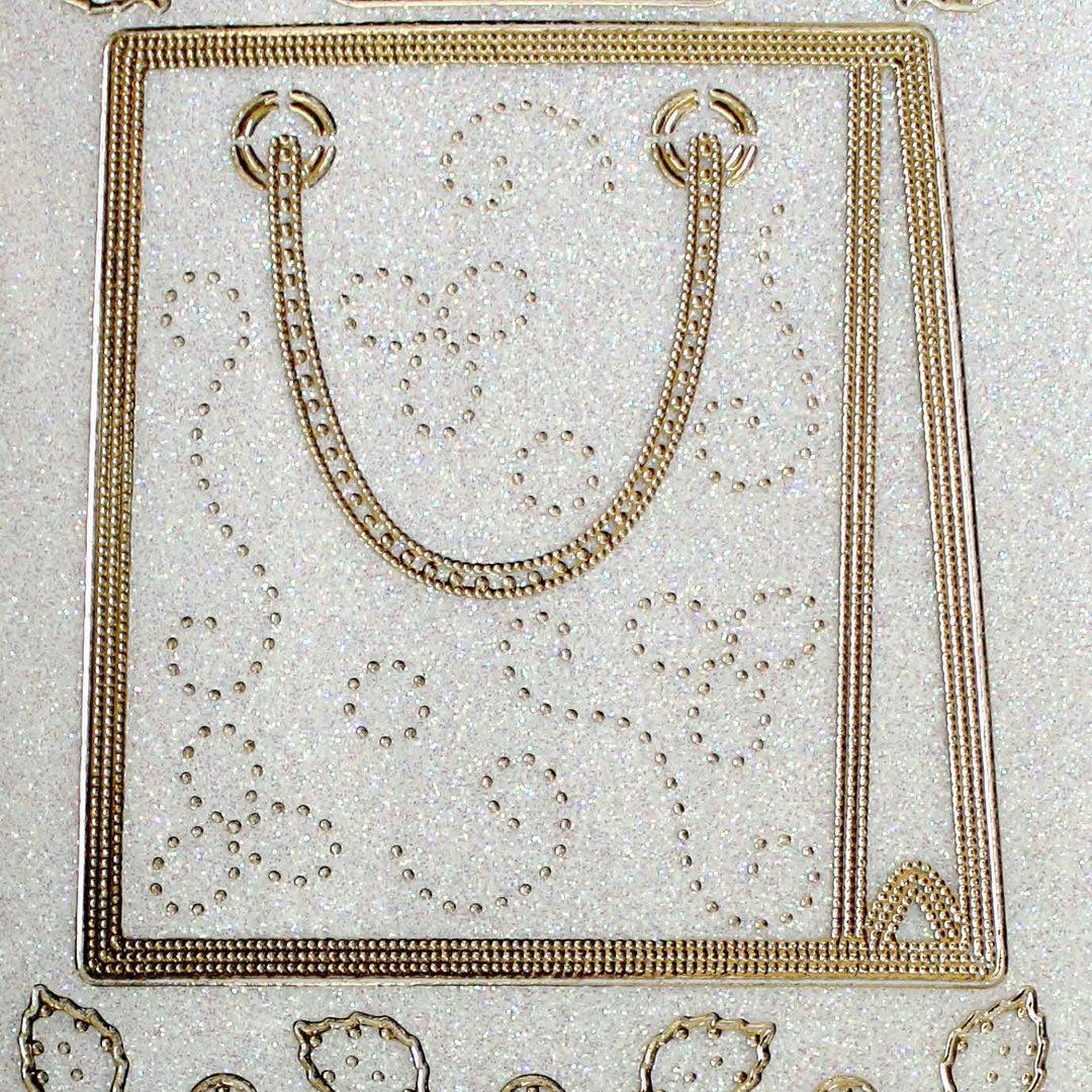 Glitzer Glimmer Sticker Nr.3190 Gold transparent Damentasche zum Sticken