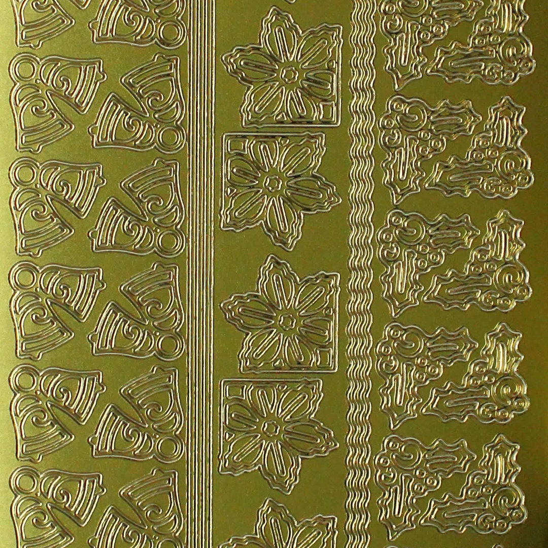 Sticker Nr.8522 Gold Weihnachts Ecken Mix klein - schmale Linien - Wellenlinien