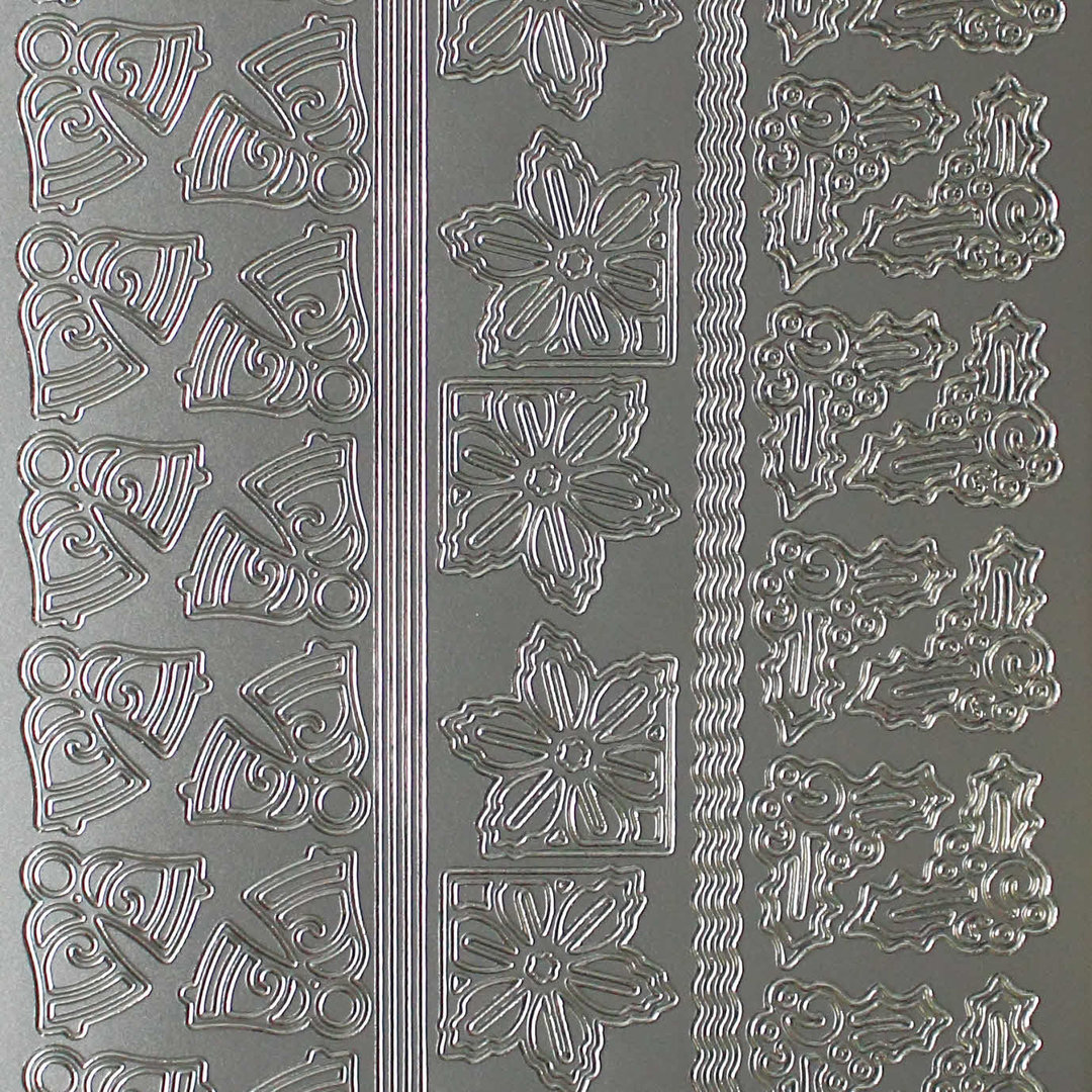 Sticker Nr.8522 Silber Weihnachts Ecken Mix klein - schmale Linien - Wellenlinien
