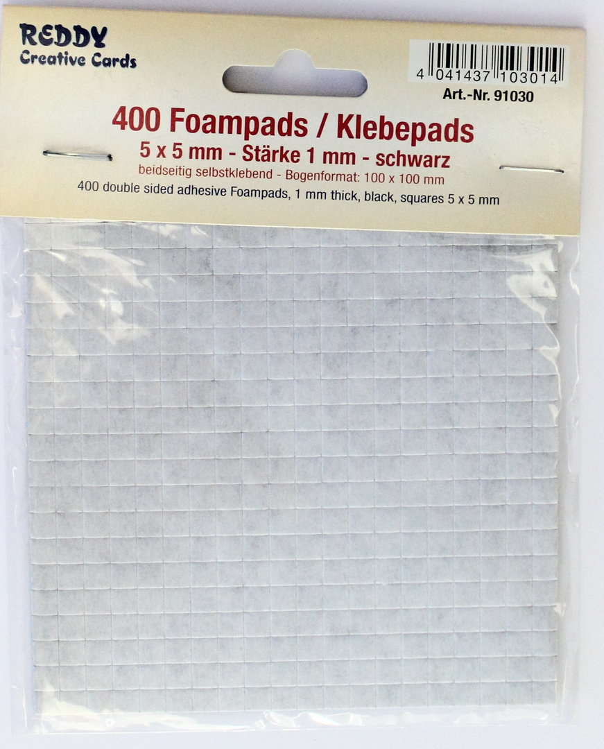 REDDY 400 Foampads / Klebepads 5 x 5 mm - Stärke 1 mm - schwarz Nr.91030