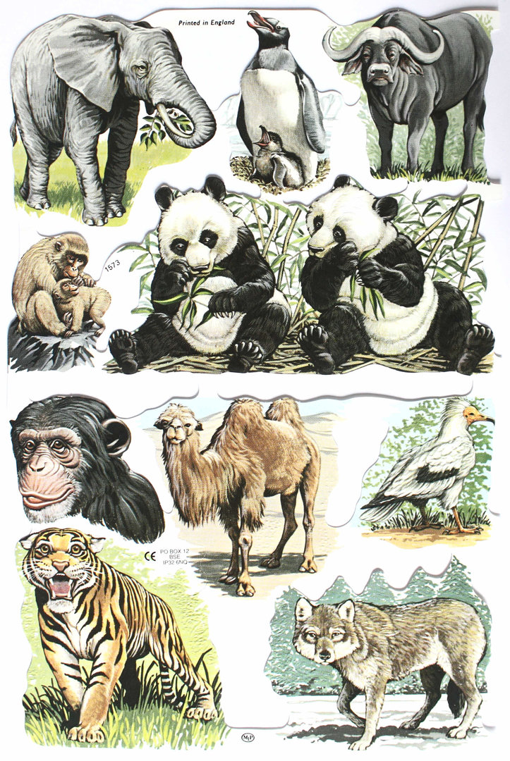 Glanzbilder Nr.1573 Elefant - Panda - Affe - Tiger und