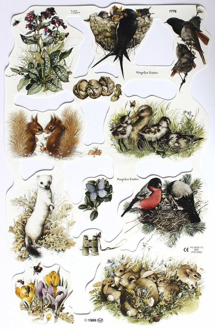 Glanzbilder Nr.1776 Vögel - Eichhörnchen - Hasen
